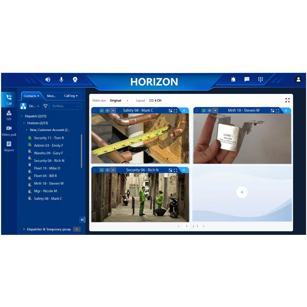HORIZON Dispatch multimedia and image sharing interface