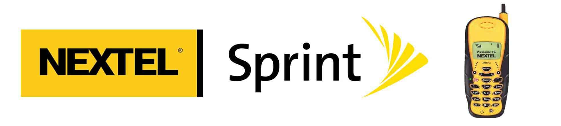 Nextel and Sprint logos along with a Nextel radio
