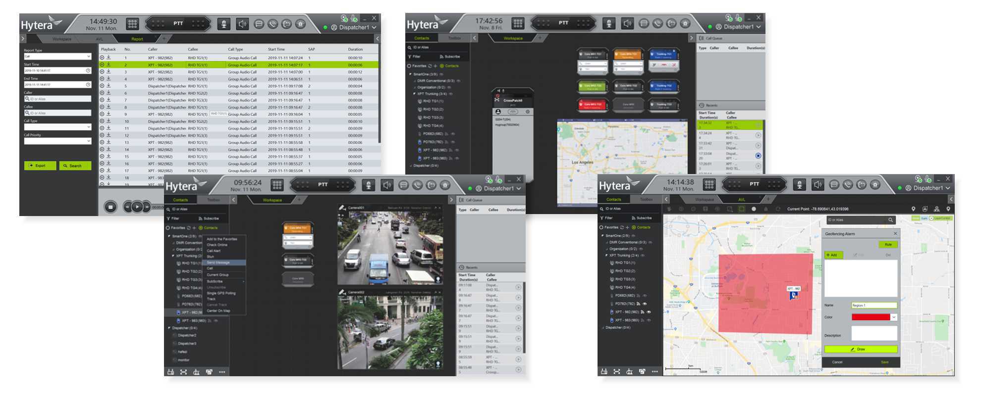 Examples of DMR dispatch application screens
